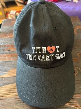 adidas Black Cap with Heart Logo and 'I'm Not The Cart Girl' Embroidery